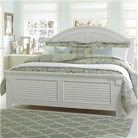 Queen Panel Bed with Louvered Accents